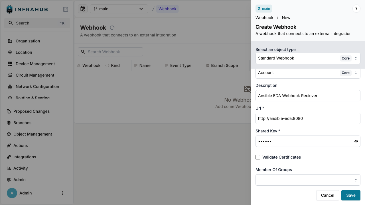 Creating an webhook